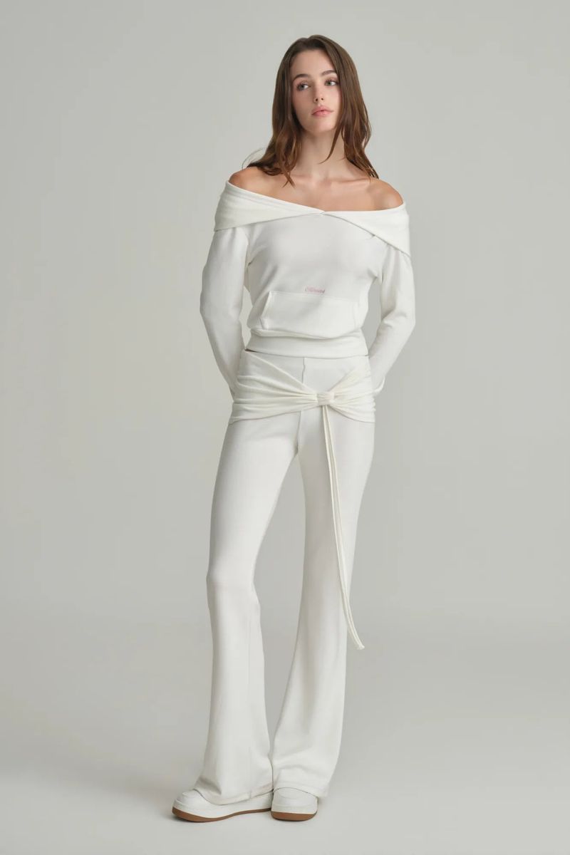 Cupcake off-shoulder hooded top, Ivory
