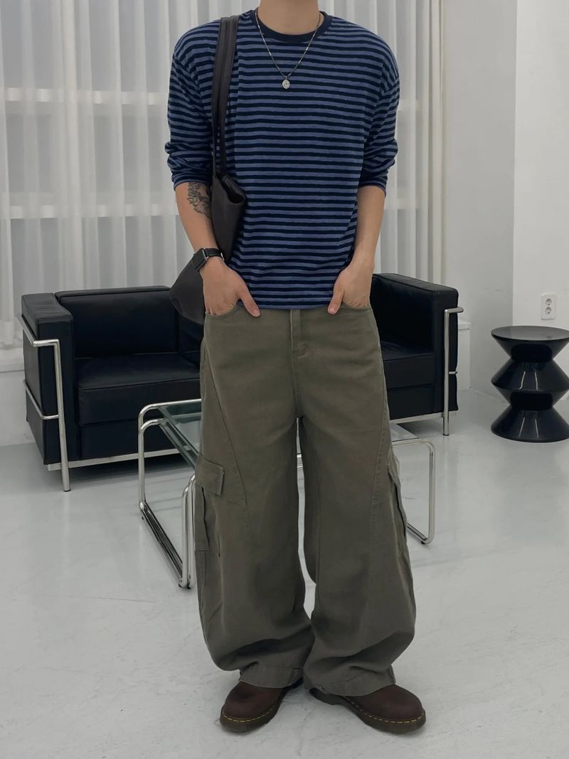 Tobi Stripe Cropped Long Sleeve (2colors)