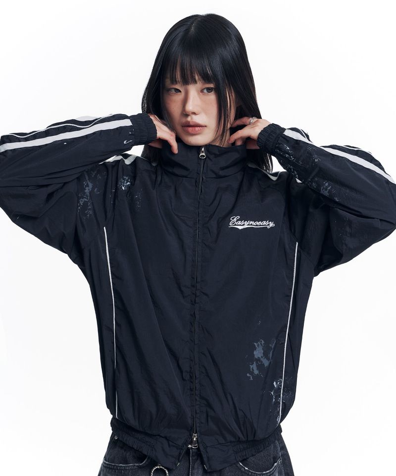 Dirty Nylon Piping Track Jacket - Navy