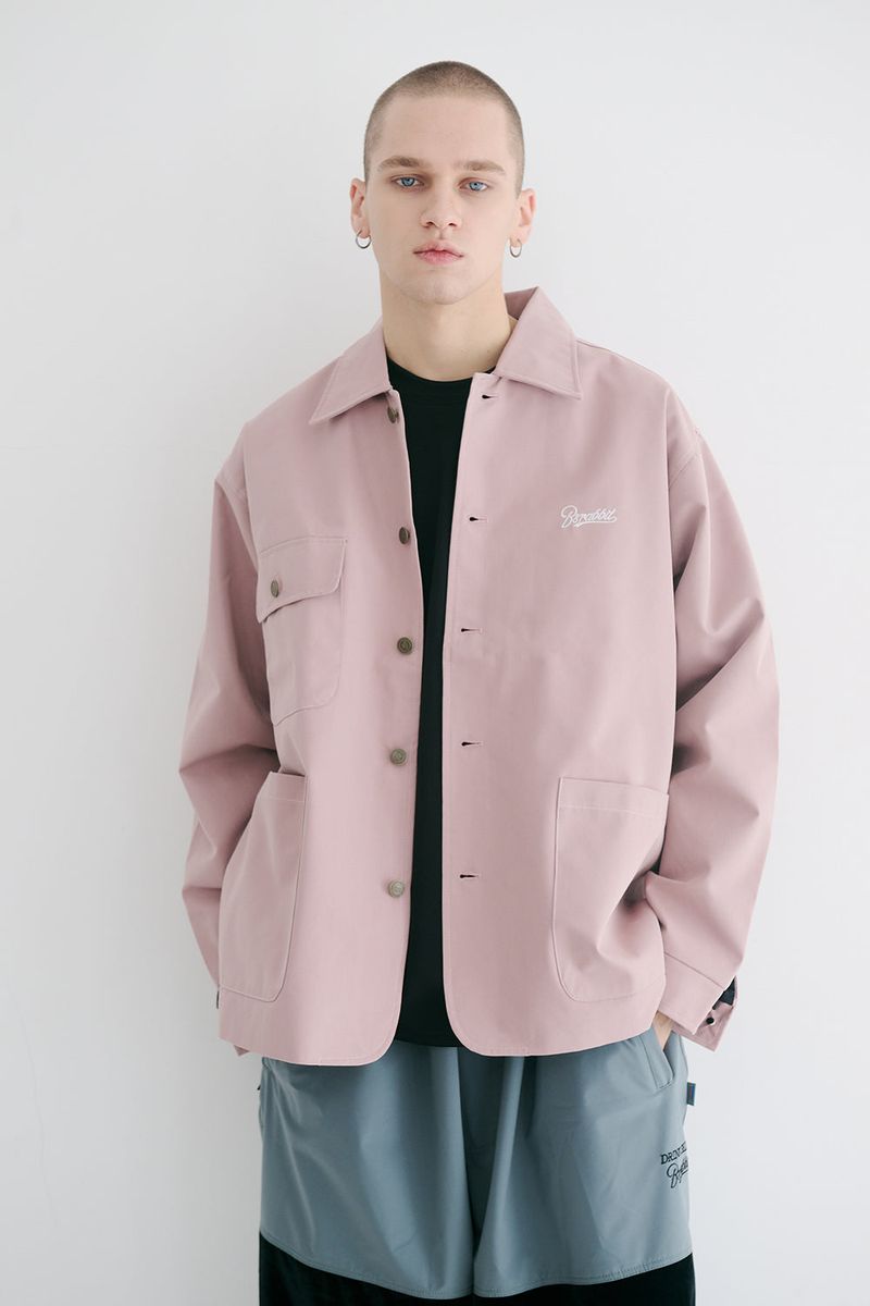 BSRABBIT(ビエスラビット)の「BSR2223FWJK064 LOGO COLLAR COTTON BASIC JACKET INDYPINK(Jackets/Outerwear)」