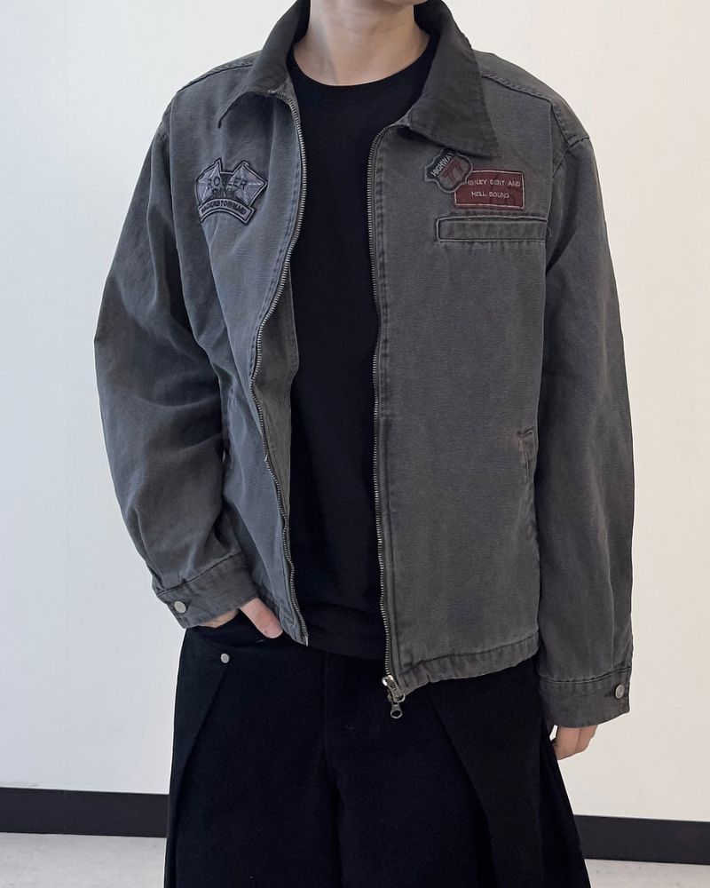 Woven Patch Pigment Work Jacket