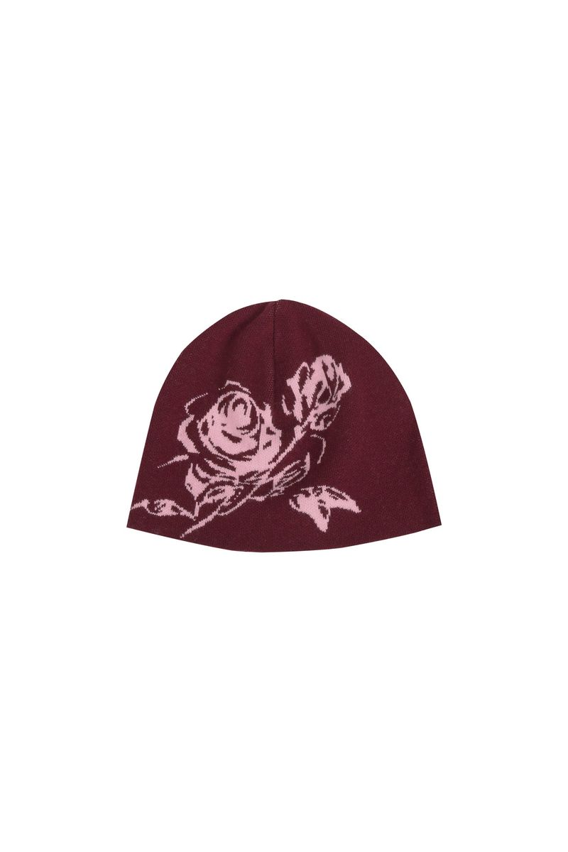 ROSE JACQUARD BEANIE #WINE