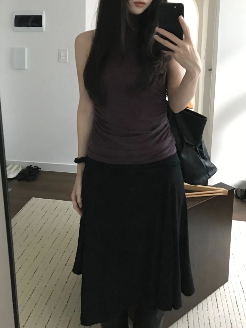 Turtleneck Shirring Sleeveless Top (3 colors)