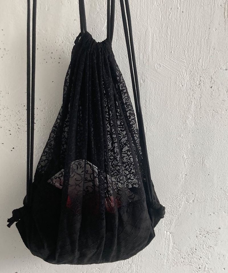  Lace Drawstring Bag - Black