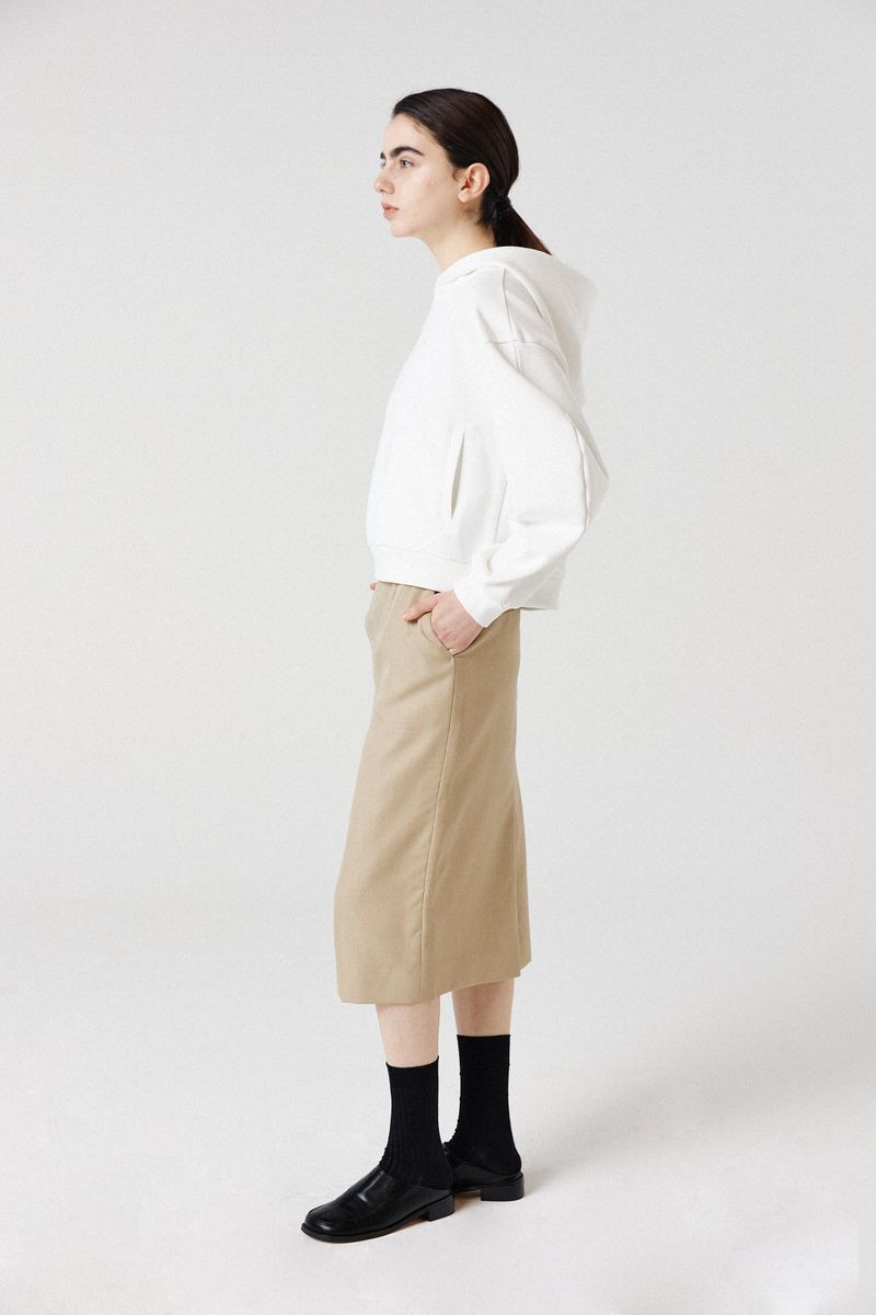 wool line midi skirt_beige