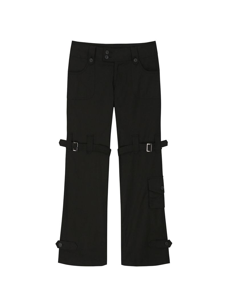 0 8 low-rise belted pants - BLACK