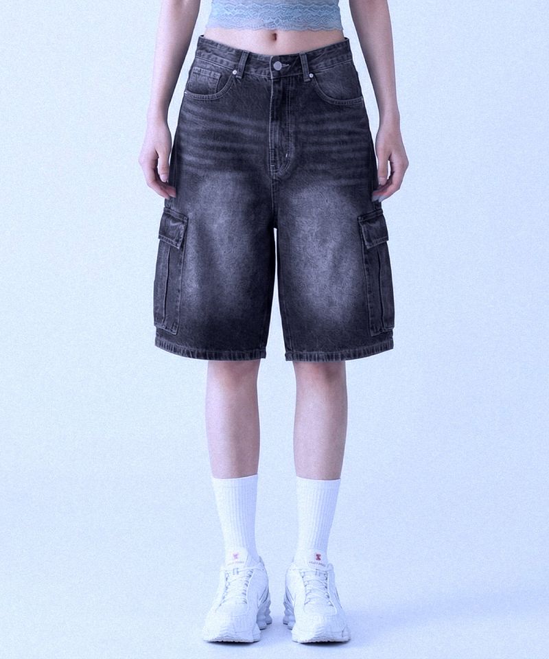 Basic Washing Bermuda Cargo Denim Pants - 3COLOR