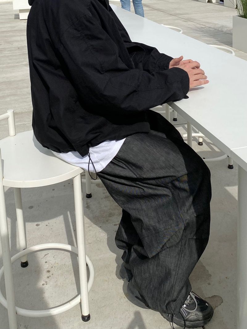 Space String ballon denim wide pants 2color