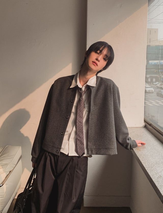 Flea Line Shoulder Wool Crop Cardigan