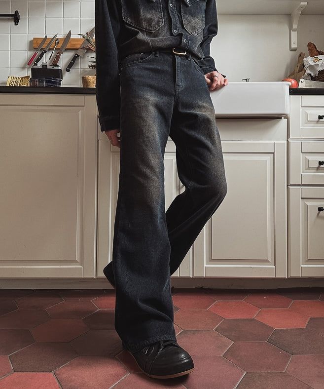 Fracture Bootcut Brushed Denim Pants