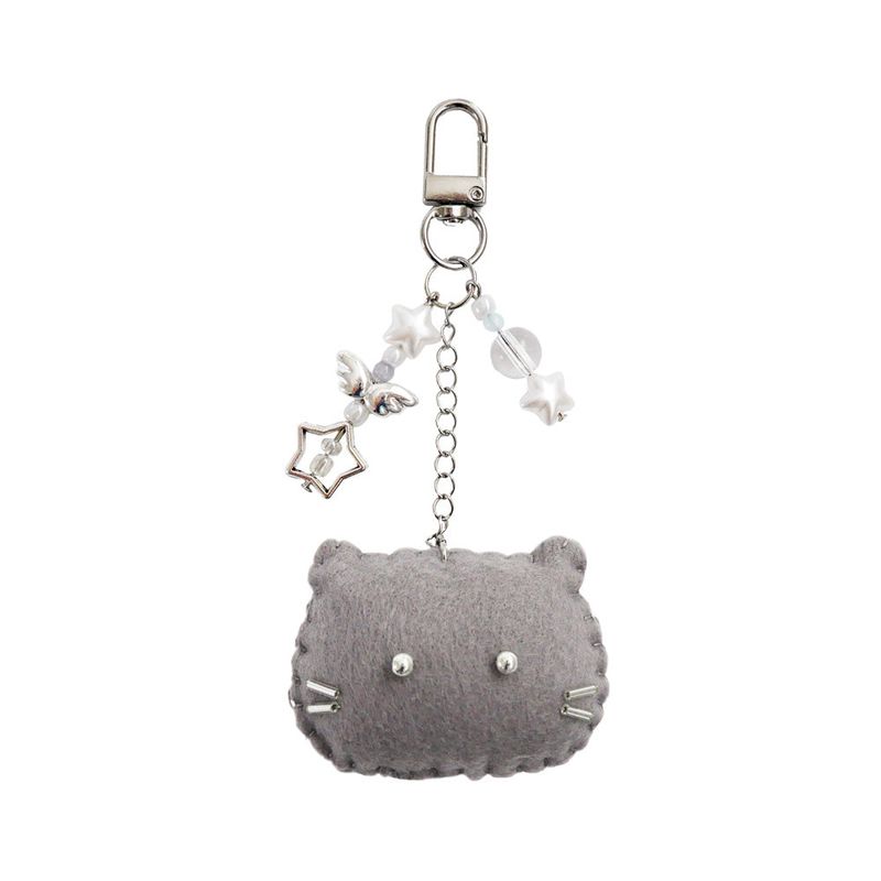 [soft keyring] silver cat (grey)