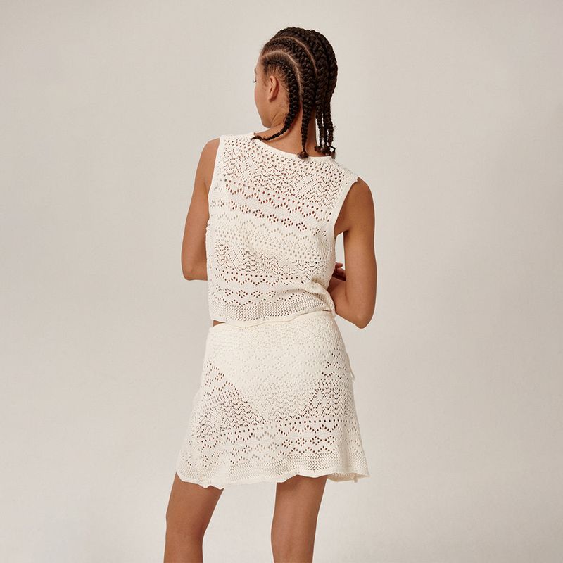 Tiki Knitted Wrap Skirt White