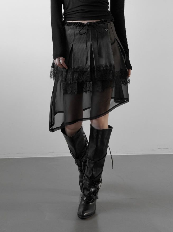 Sheavel See-Through Layered Skirt