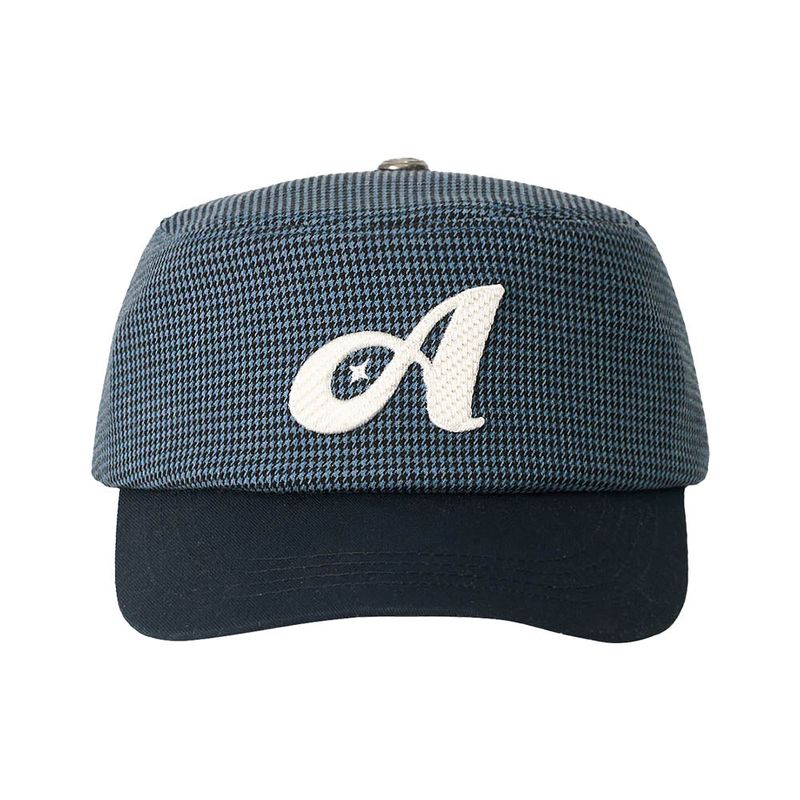 Two Tone Houndstooth Pillbox Cap (Navy)