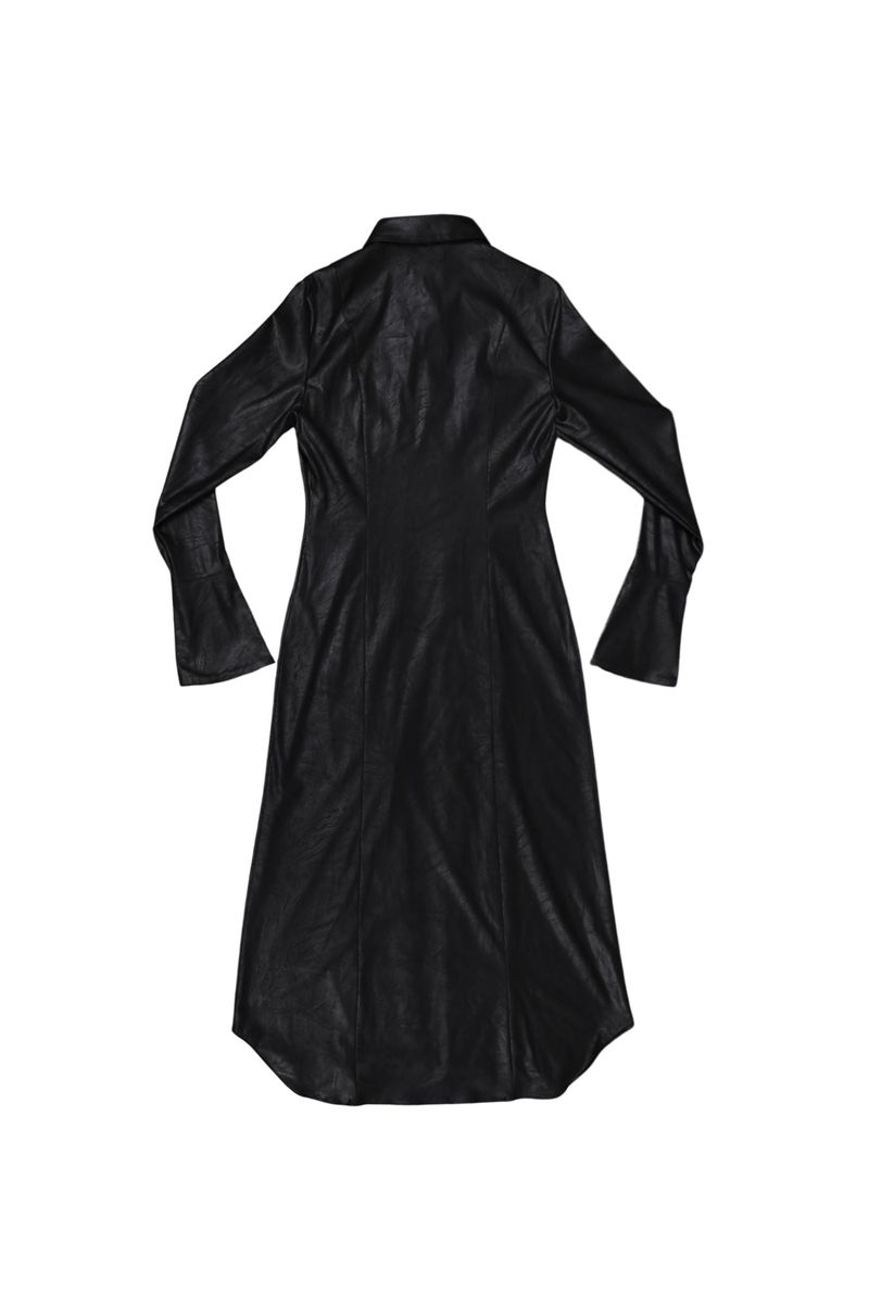 MAXI LEATHER SHIRT #BLACK