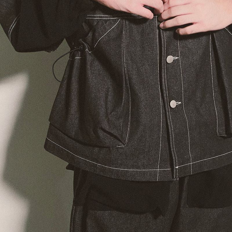 reverse Terry Pocket Denim Jacket_black