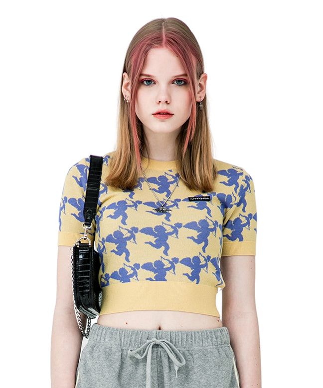 CUPID ANGEL JACQUARD KNIT TOP
