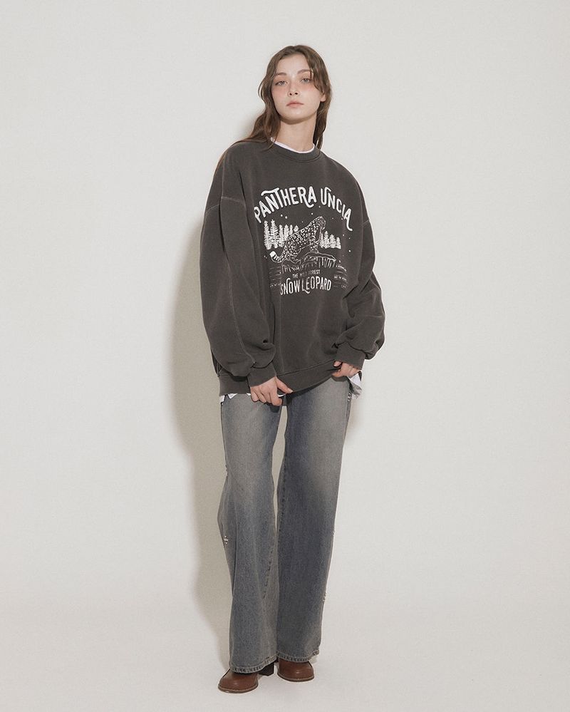 STUDS BRUSHED LINING STRAIGHT LEG JEANS [BLUE]