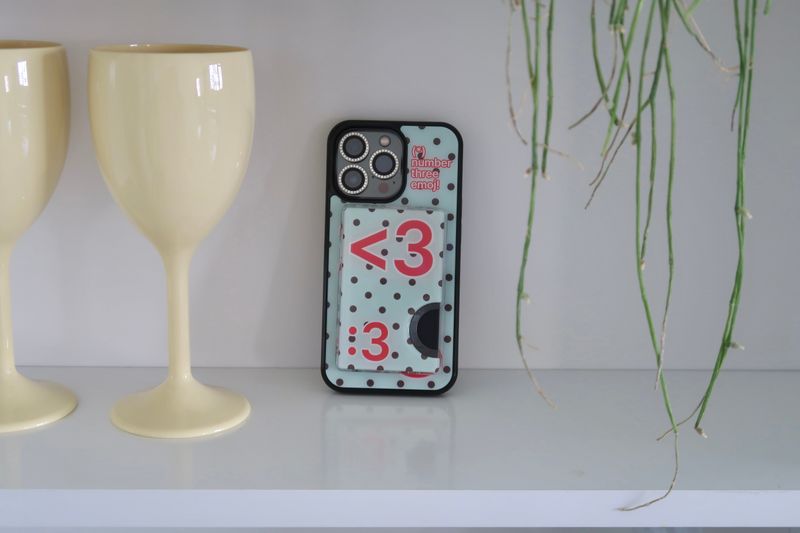 [MADE] Number 3 emoji case + card slot (Mint choco)