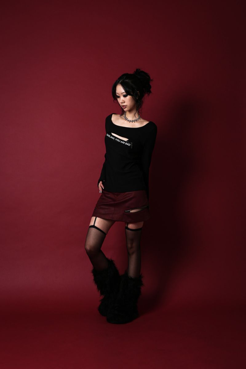 UNZIPPED LOGO T-SHIRT #BLACK