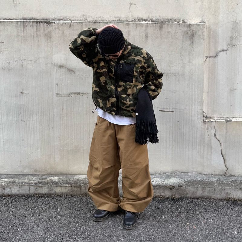 Oversized Camo Sherpa Zip-Up