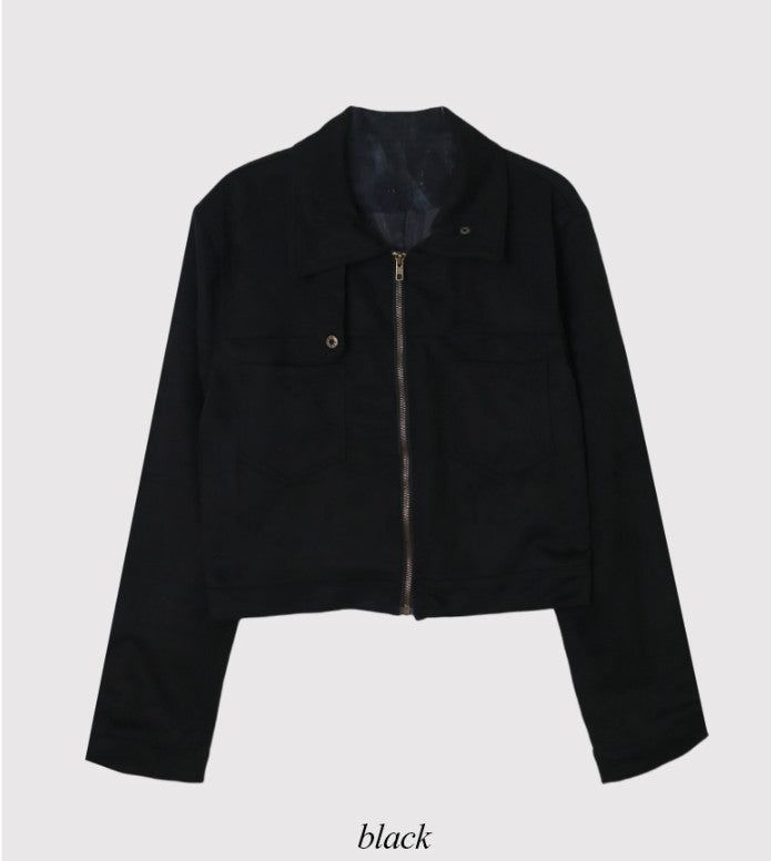 #Autumn Suede Collar Crop Jacket (4color)