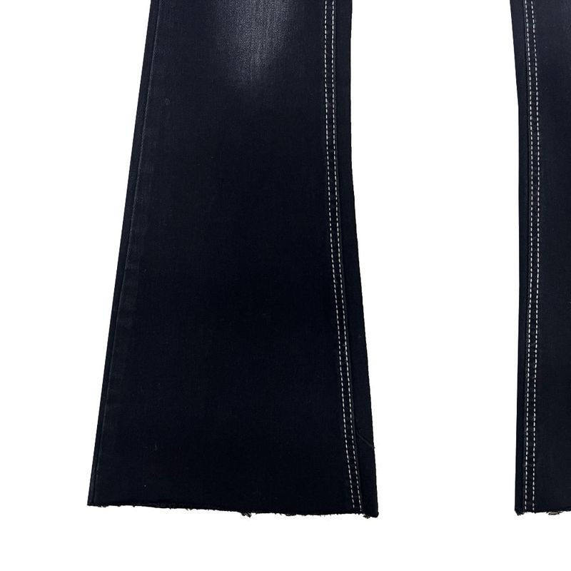 Color combination stitch gradient washed high waist spandex bootcut pants (Black)