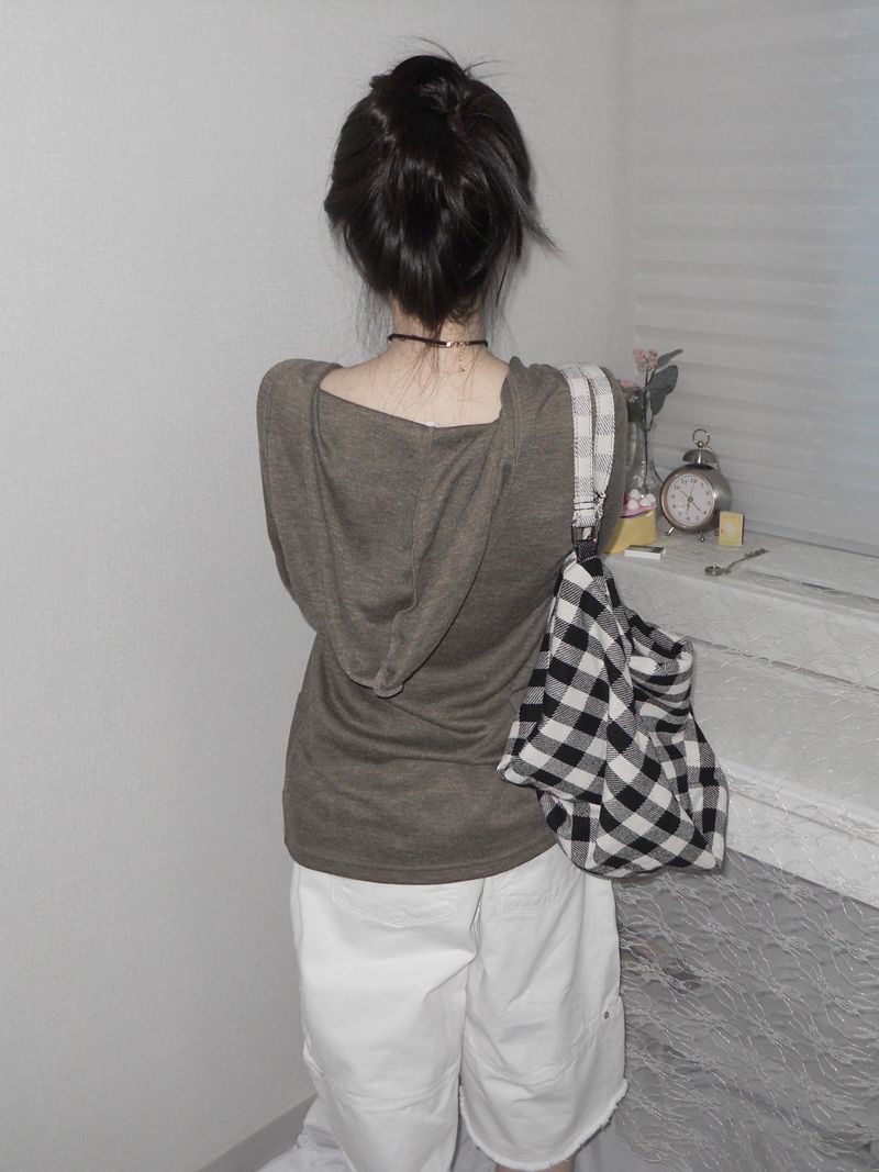 unbal slit hoodie