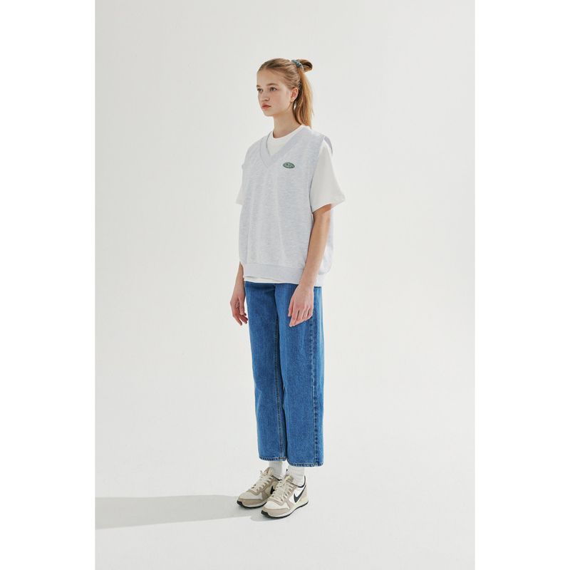 UNBALANCED SWEATER VEST_WHITE MELANGE