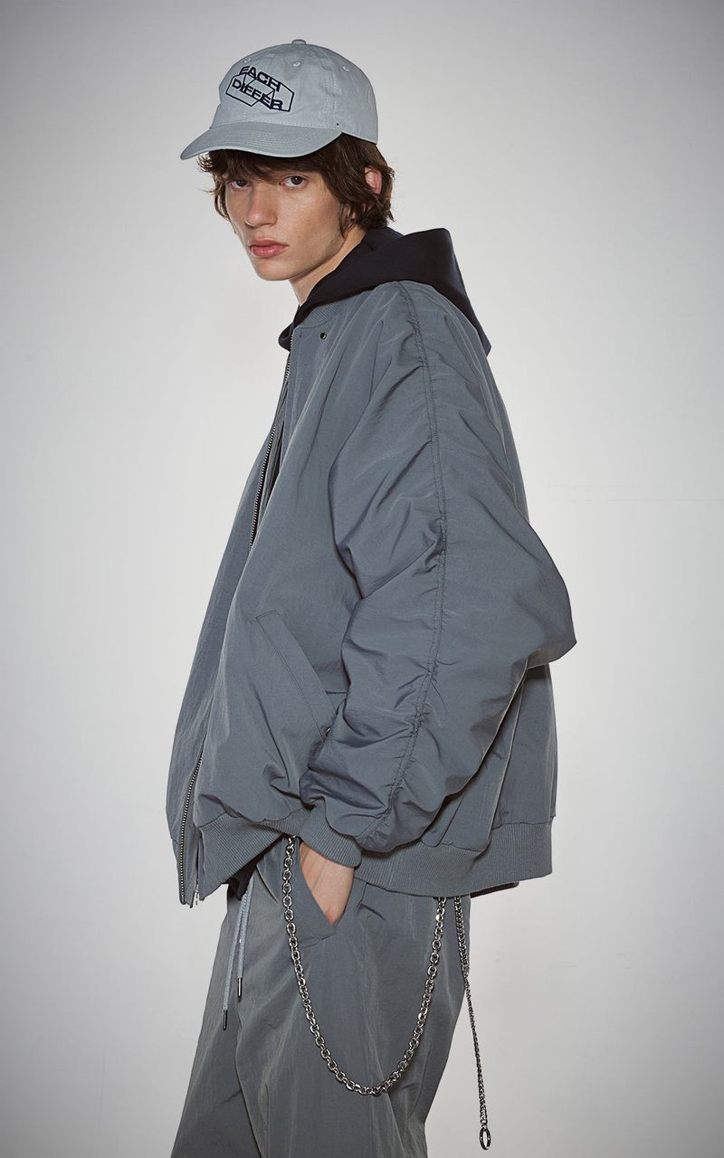 SHIRRING SLEEVED MA-1_GRAY