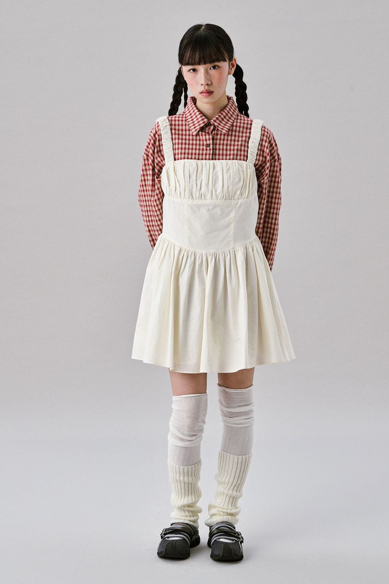 Merry Mini Shirring Dress [Ivory]