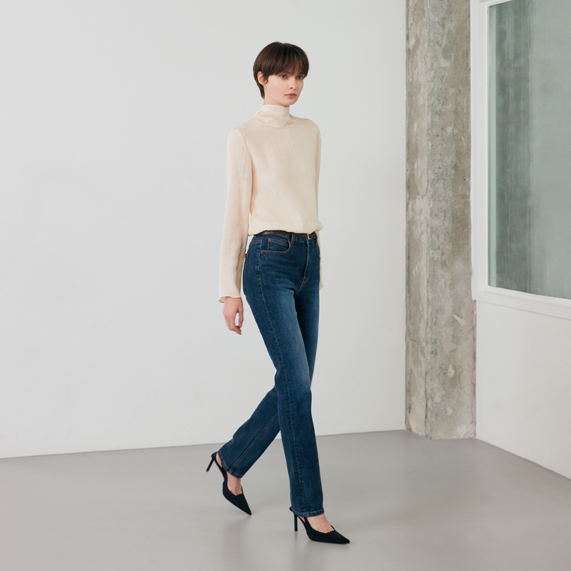 Twill Deep Blue Slim Straight Jean - YC392