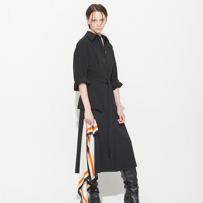  POCKET BELTED DRESS, BLACK