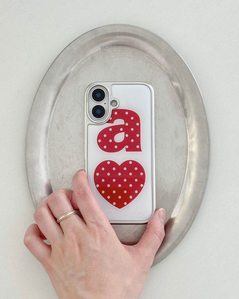 RED DOTTY LOVE WHITE Silver Epoxy Case