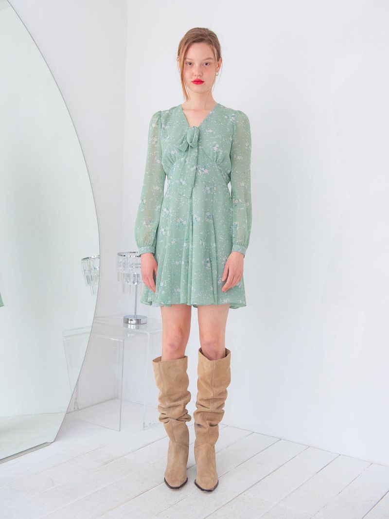 RIBBON TIED FLARE ONEPIECE_MINT