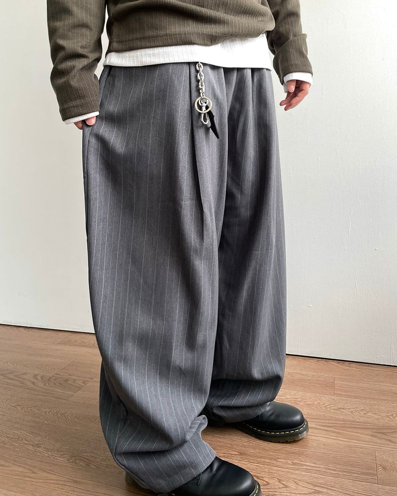 Drape Stripe Banding Slacks