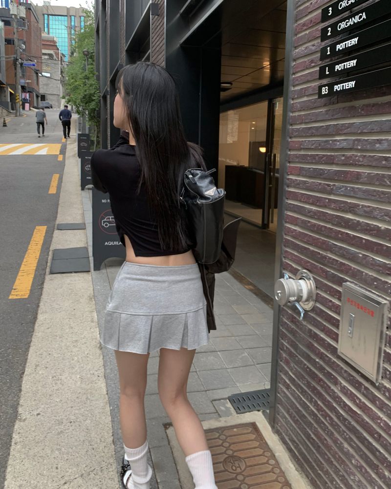 プリーツコットンミニスカート