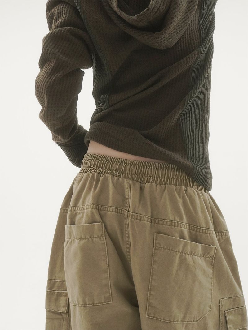 Woksta henley neck finger hole hood knit -3C