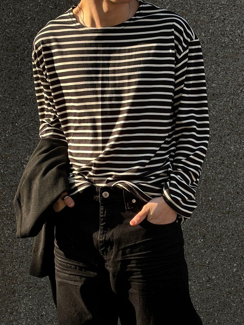 LAURANT（ロラン）の「[Unisex] Stripe loose fit long sleeves(7color)（Tops）」