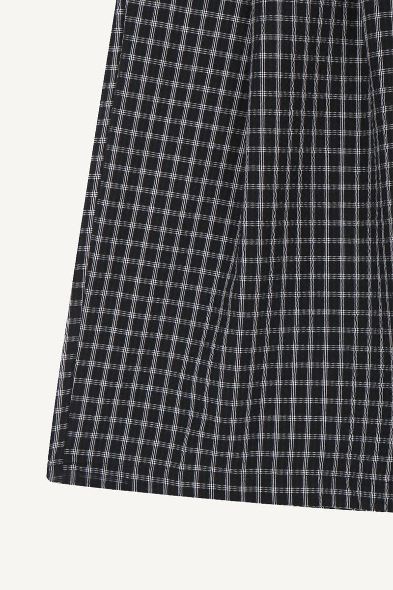 Gingham Check Banding Bermuda Pants