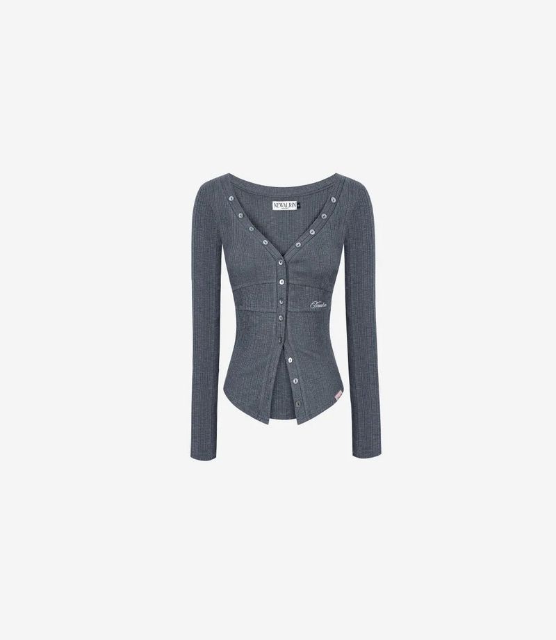 Ria Neck Button Knit Top
