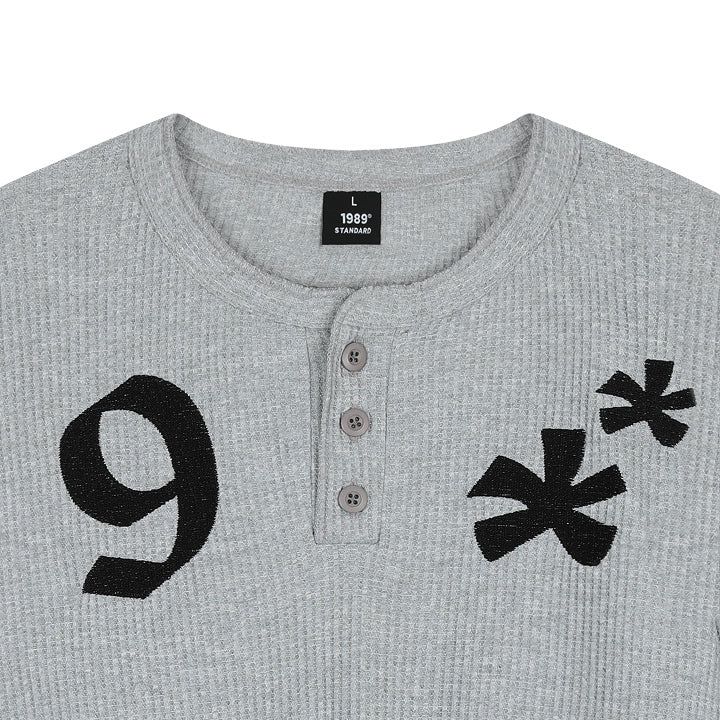PATCH WAFFLE HENLEY NECK Long sleeves(JTOWHL-0001)