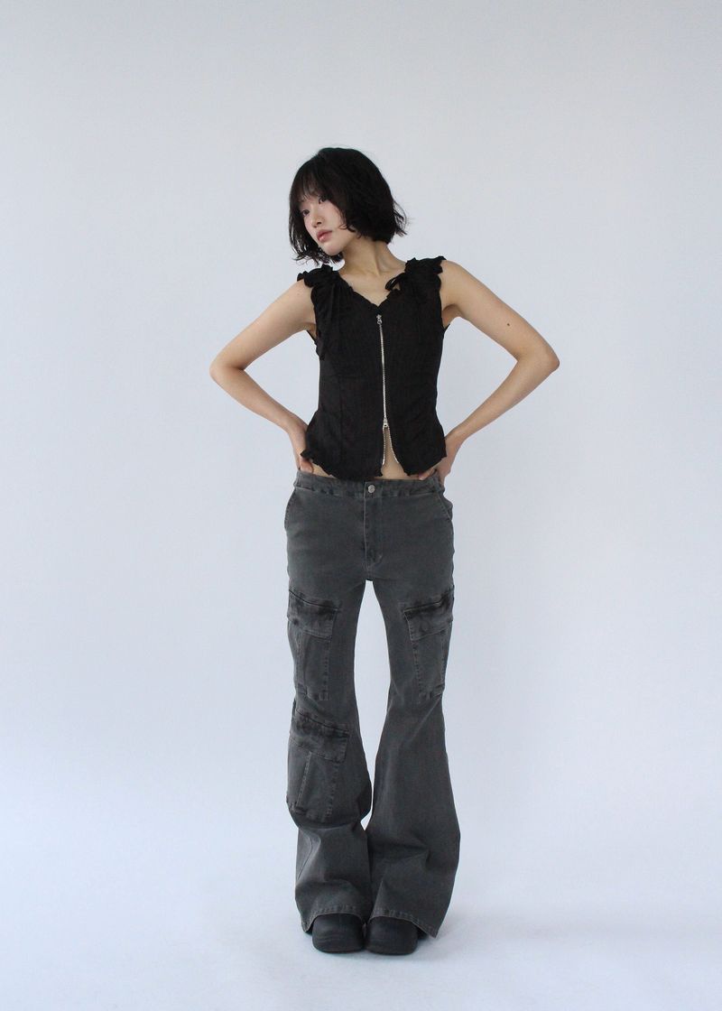 LOW GREY CARGO BOOTS CUT DENIM