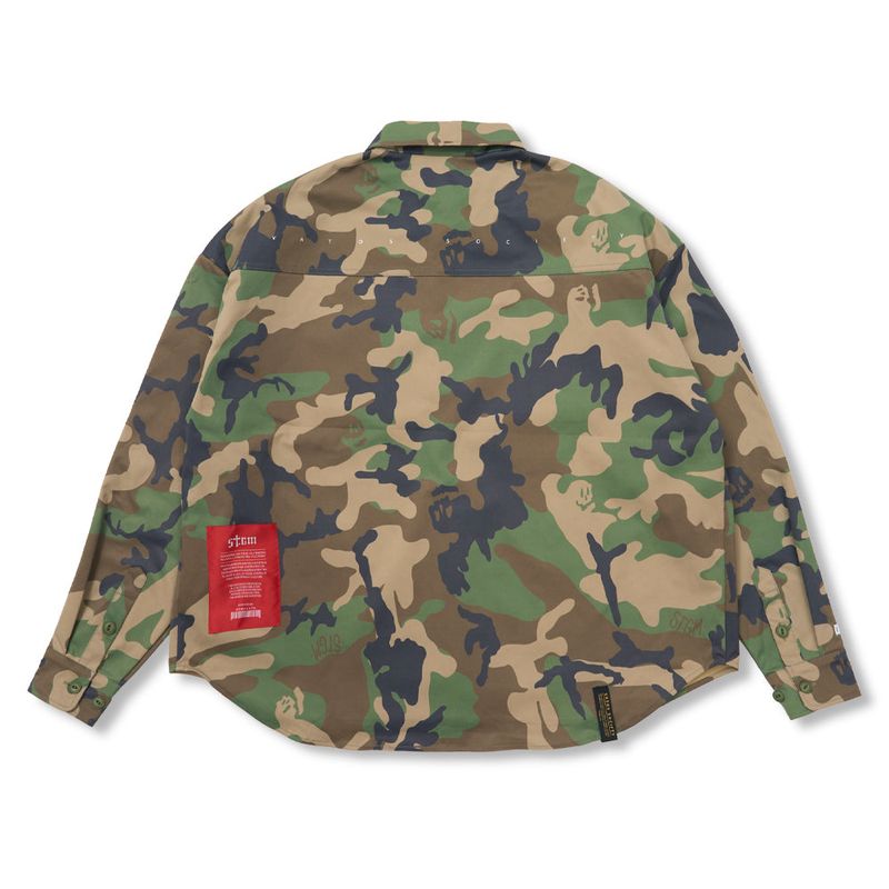 Twill Pocket Oversized Shirts Camouflage