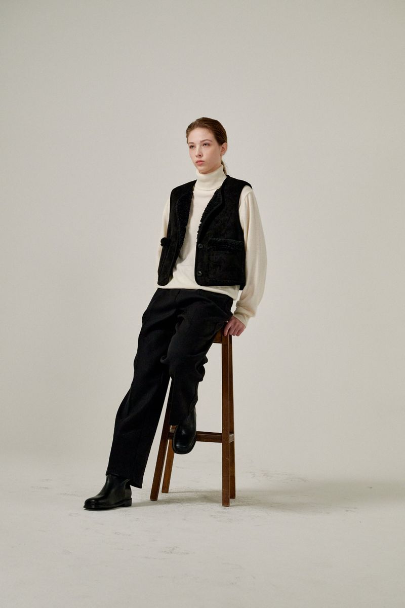 Semi wide pants (Black)