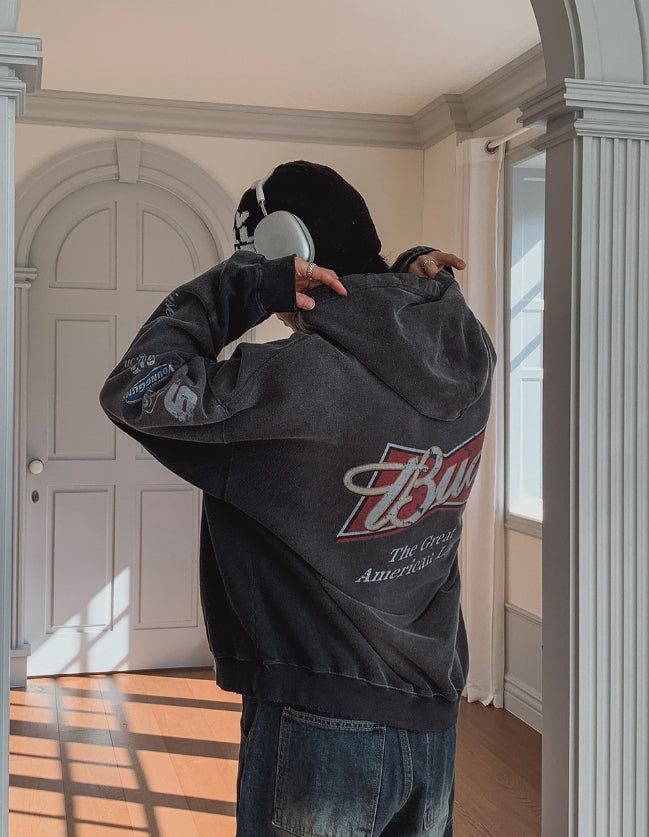 Bird Print Overfit Hoodie