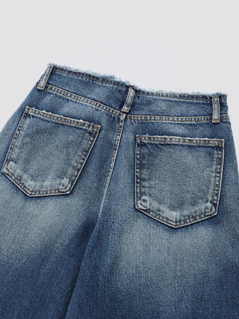 Wide Button Denim Pants