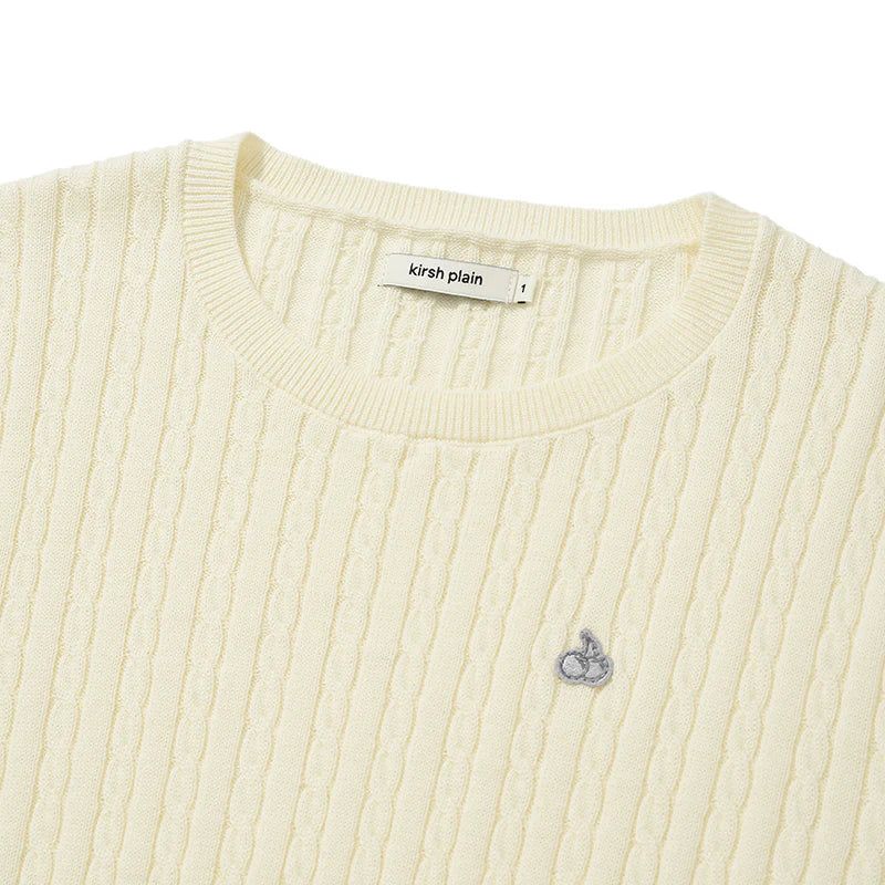 KIRSH PLAIN LINE POINT CABLE KNIT - IVORY