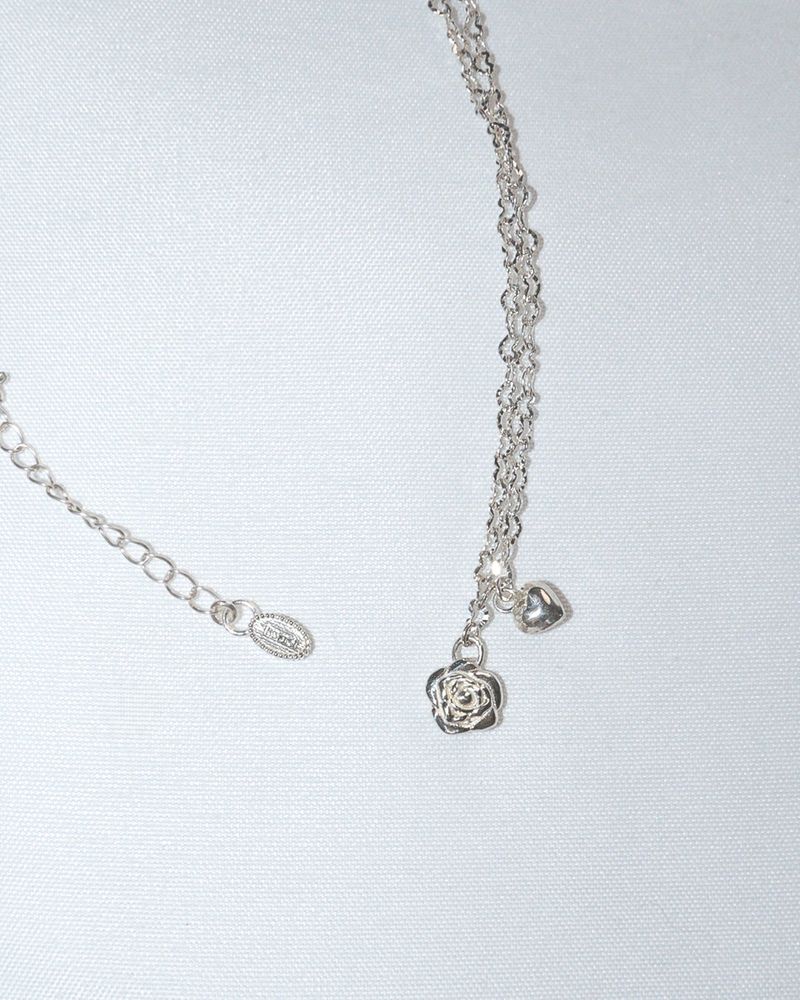 [MADE] lovely rose. rose heart chain necklace