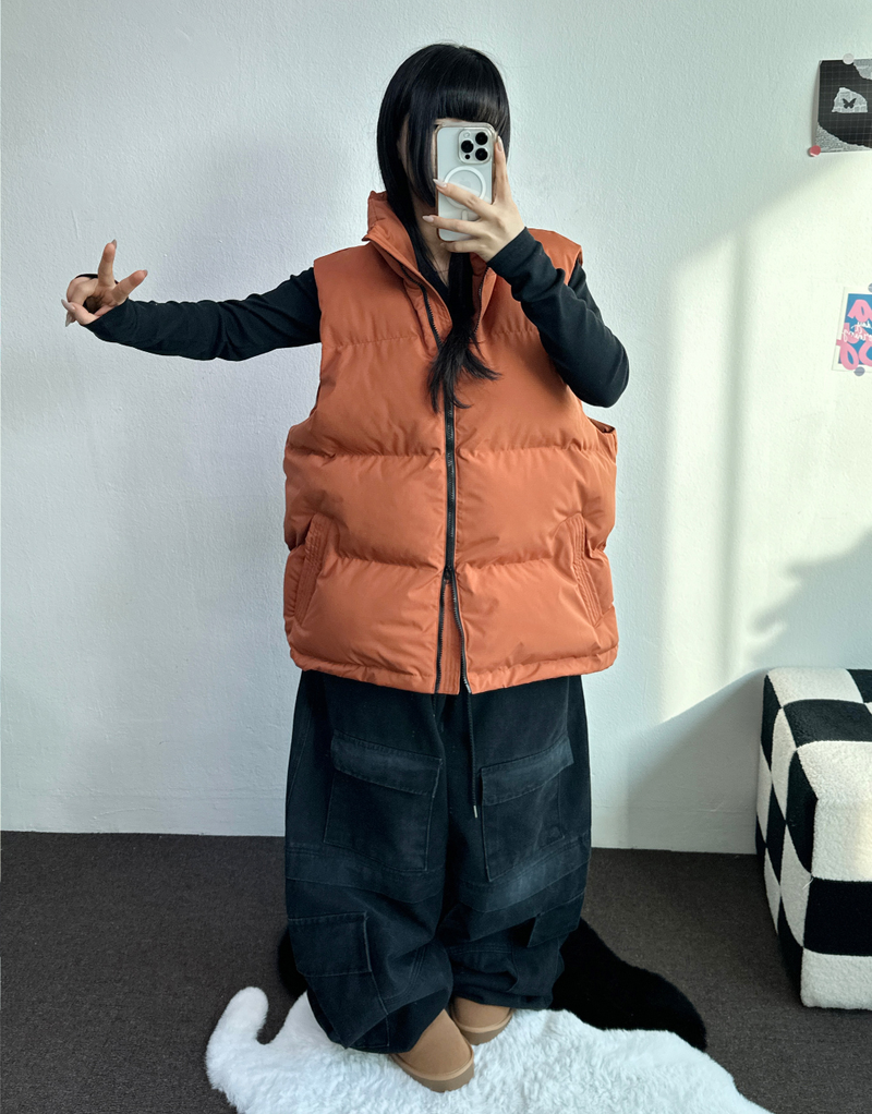 BIG WIDE OVER PADDING VEST🧡💛🖤 - 3 COLORS